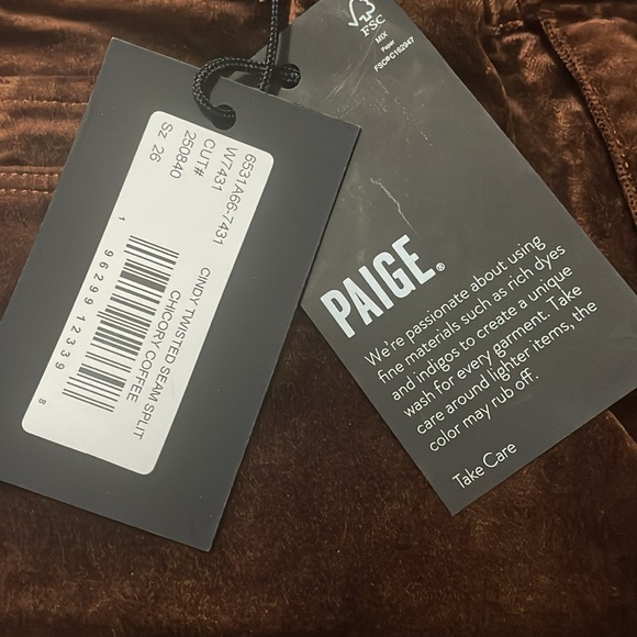 💙💖 NWT Paige Velvet Cindy Twisted Seam Straight Leg Jeans in Chicory Coffee - Picture 4 of 5